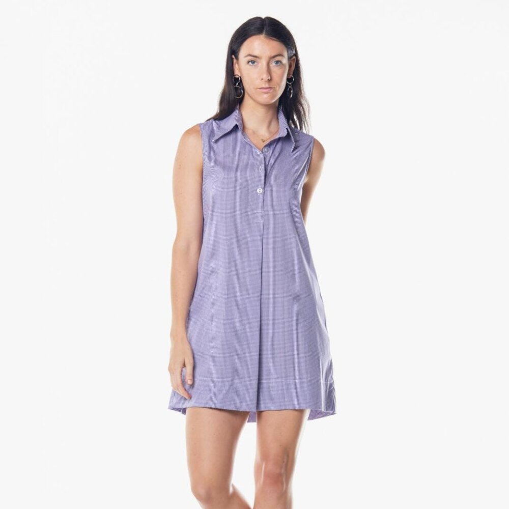 Italian Cotton Sleeveless Dress in Purple – Chic Summer Wear